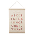 16×24 Inch Embroidered Alphabet Poster Framed with Wood Hanger - Dusty Pink Wall Decor for Girls Nursery Bedroom Playroom Toddler and Kids Room