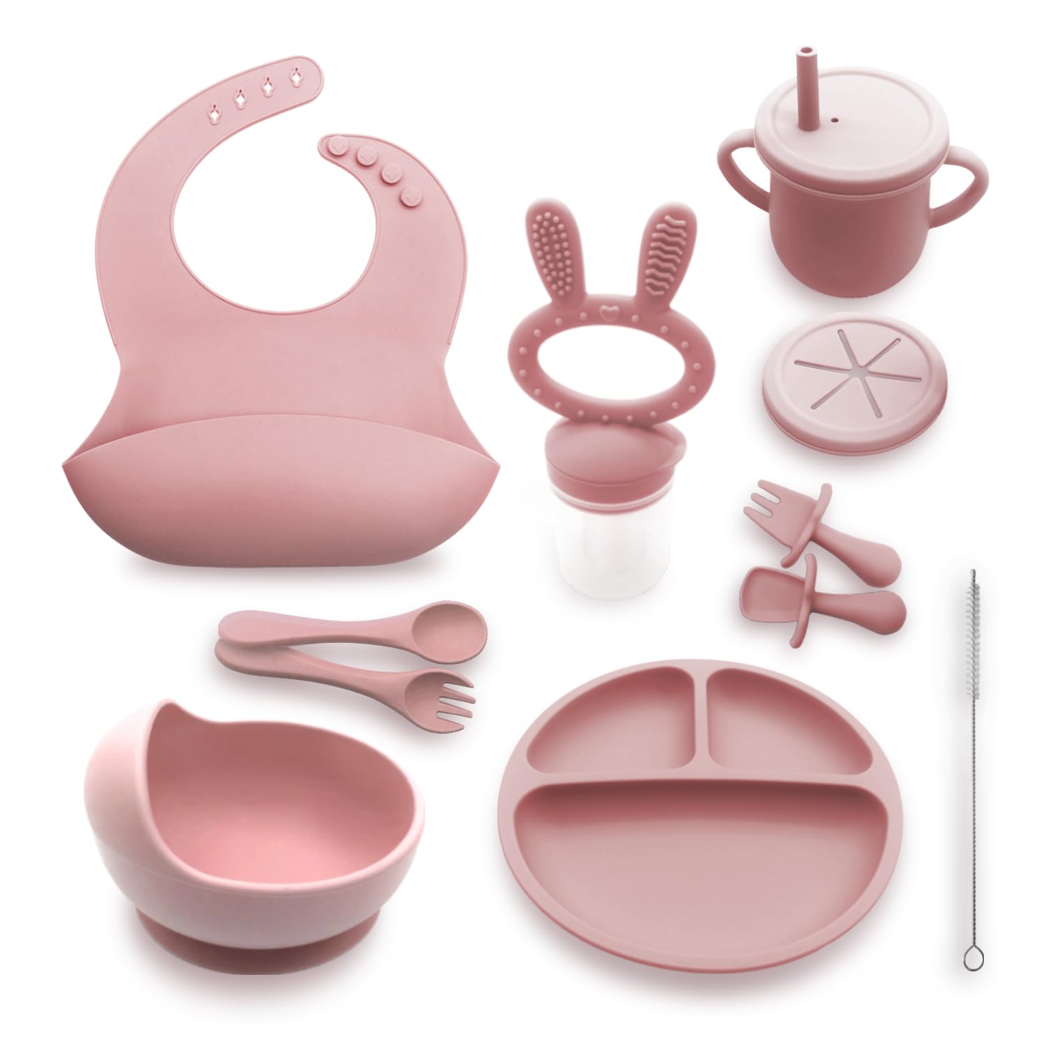 Silicone  Feeding Set In Pink