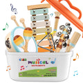 Baby Musical InstrumentsMontessori Wooden Toys for Toddlers 1-3 Preschool Educational Neutral Colors Percussion Instruments Set with Modern Boho Xylophone for Kids