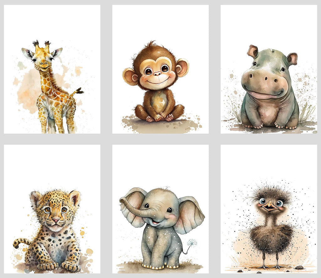 Nursery Animal Wall Decor - Set of 6 nimals