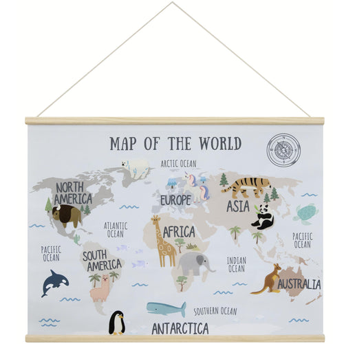 32 x 24 Inch Embroidered World Map Poster for Kids