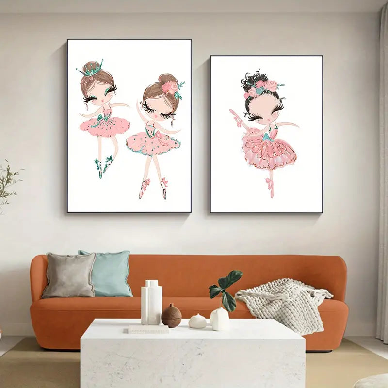 3pcs Ballet Girl Canvas Prints for Nursery
