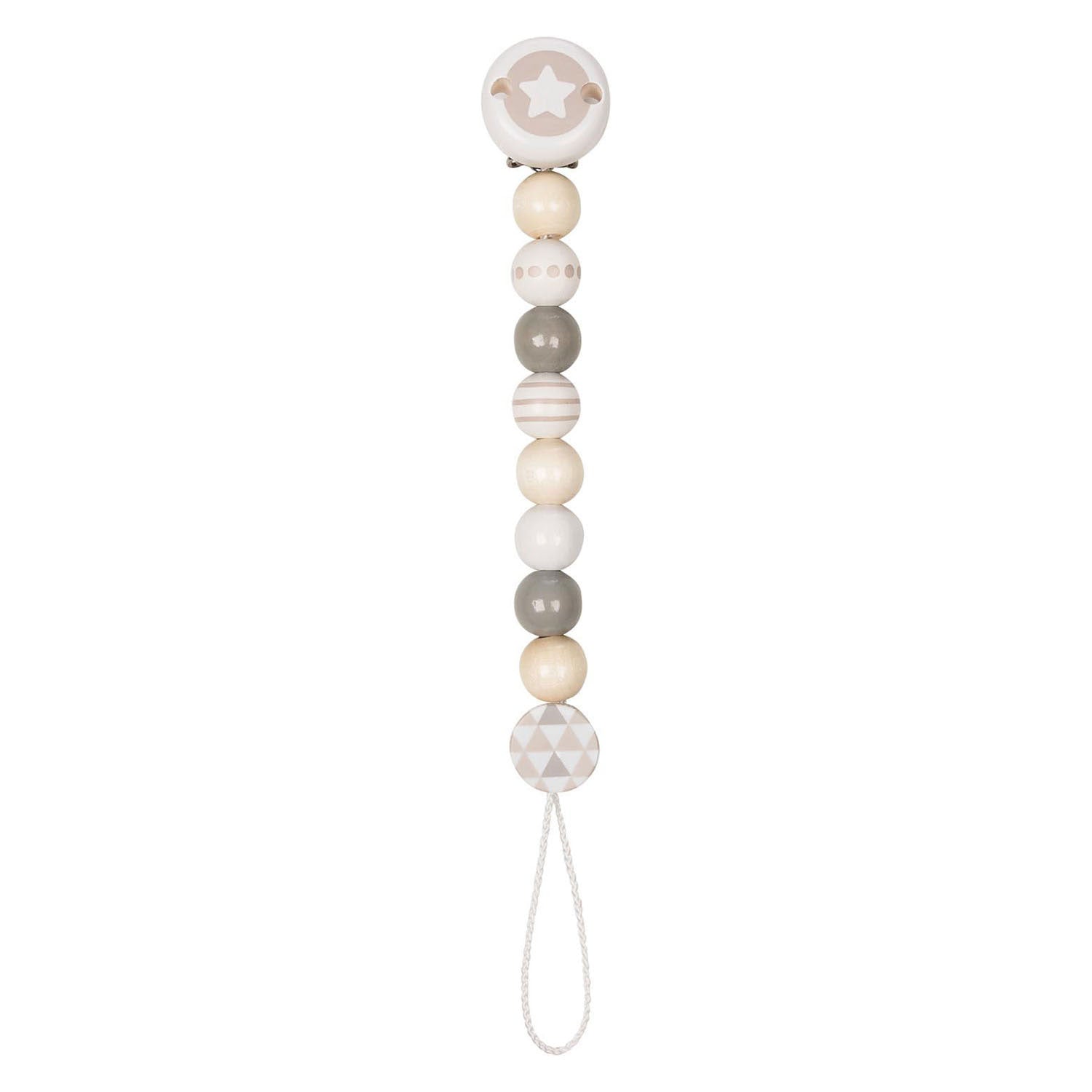 Goki Wooden Pacifier Chain – Star Grey