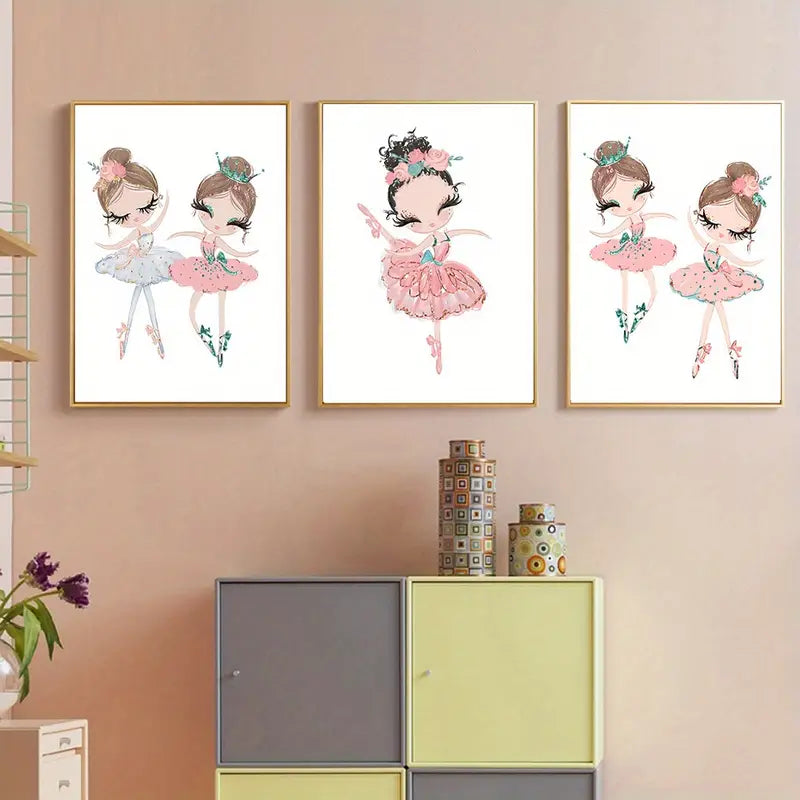 3pcs Ballet Girl Canvas Prints for Nursery