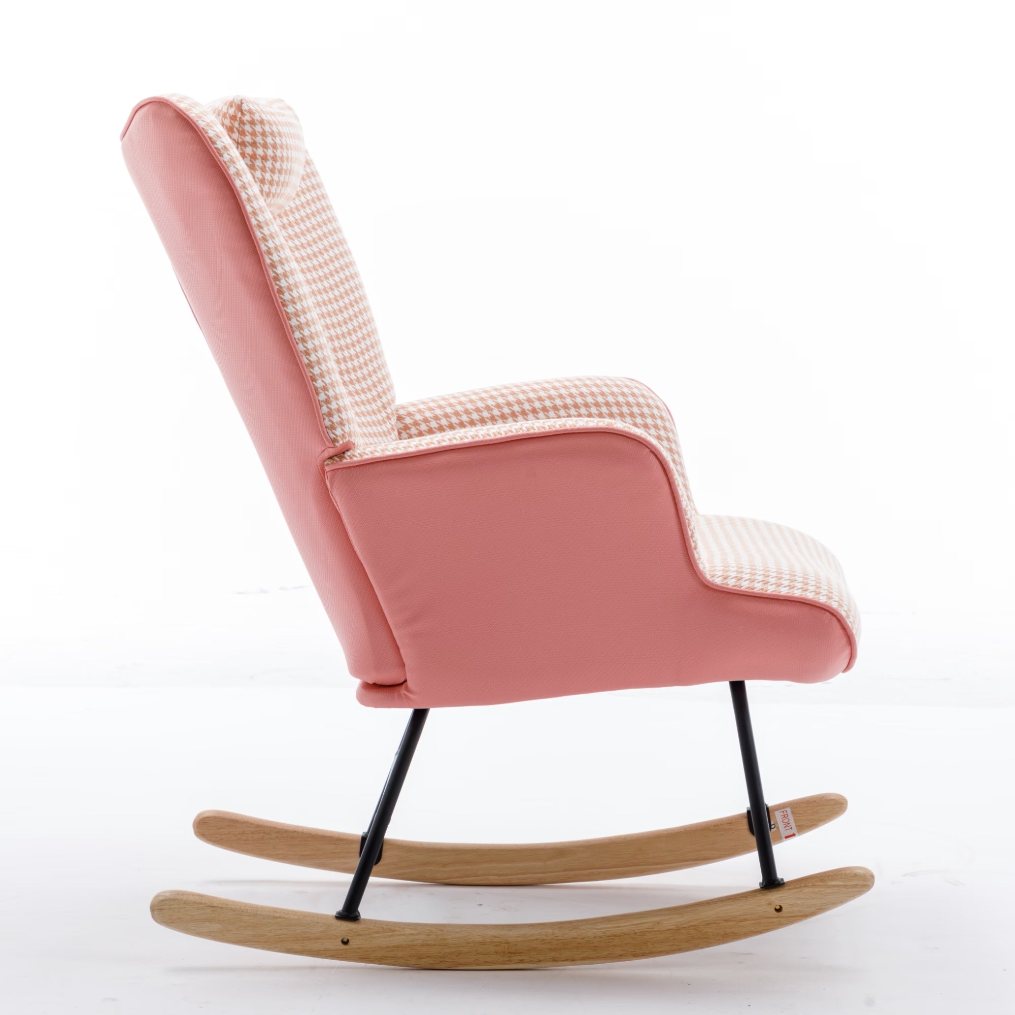 Soft Houndstooth Fabric Rocking Chair For Nursery