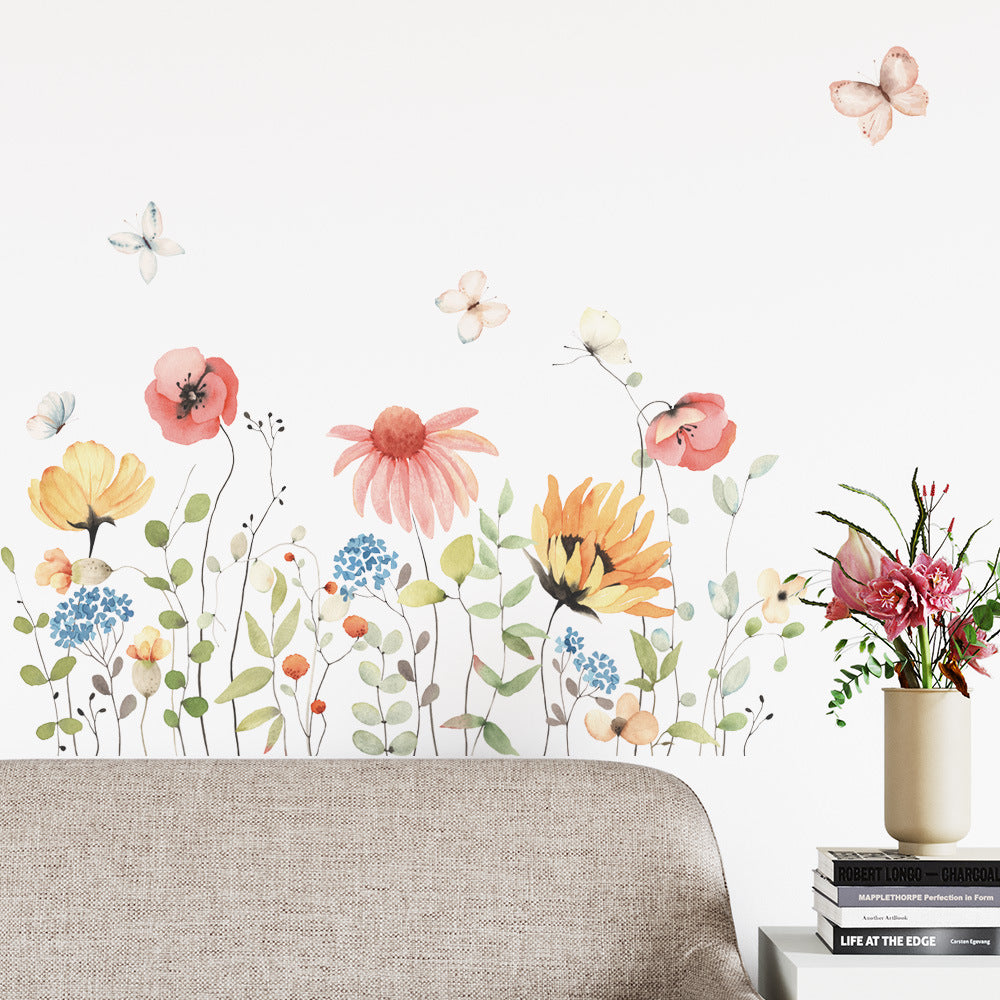 Watercolor Butterfly Flower Wall Sticker for Kids Room