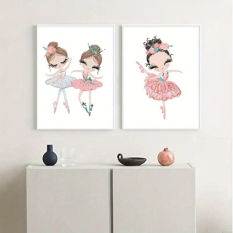 3pcs Ballet Girl Canvas Prints for Nursery