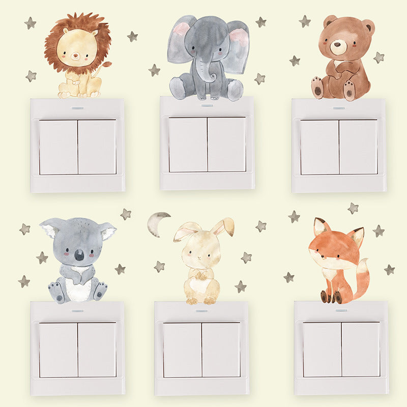 Cute Animal Switch Stickers for Kids' Room Decor