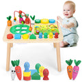 Activity Table for 1+ Year Old Girls Boys 7-in-1 Wooden Montessori Toys Activity Center Baby Toddler Sensory Toys Kids First Birthday Gift