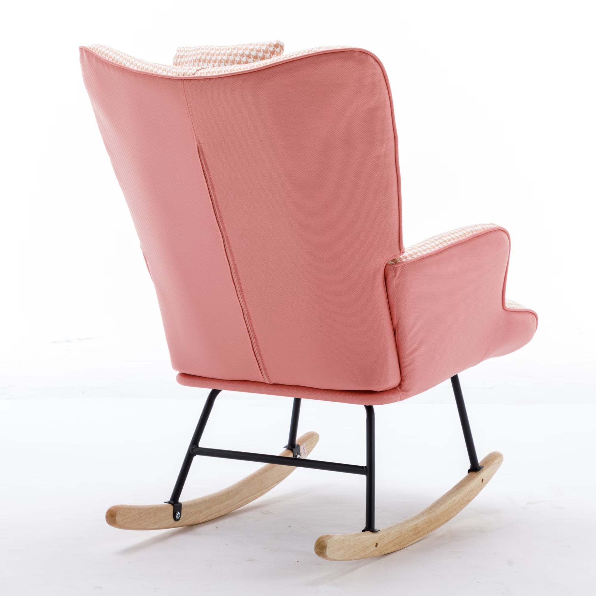 Soft Houndstooth Fabric Rocking Chair For Nursery
