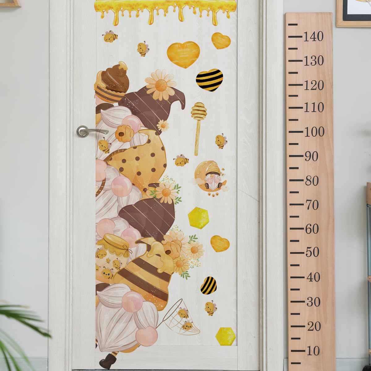 44.9 x 15.7 Inch Bee Gnome Door Sticker Decoration