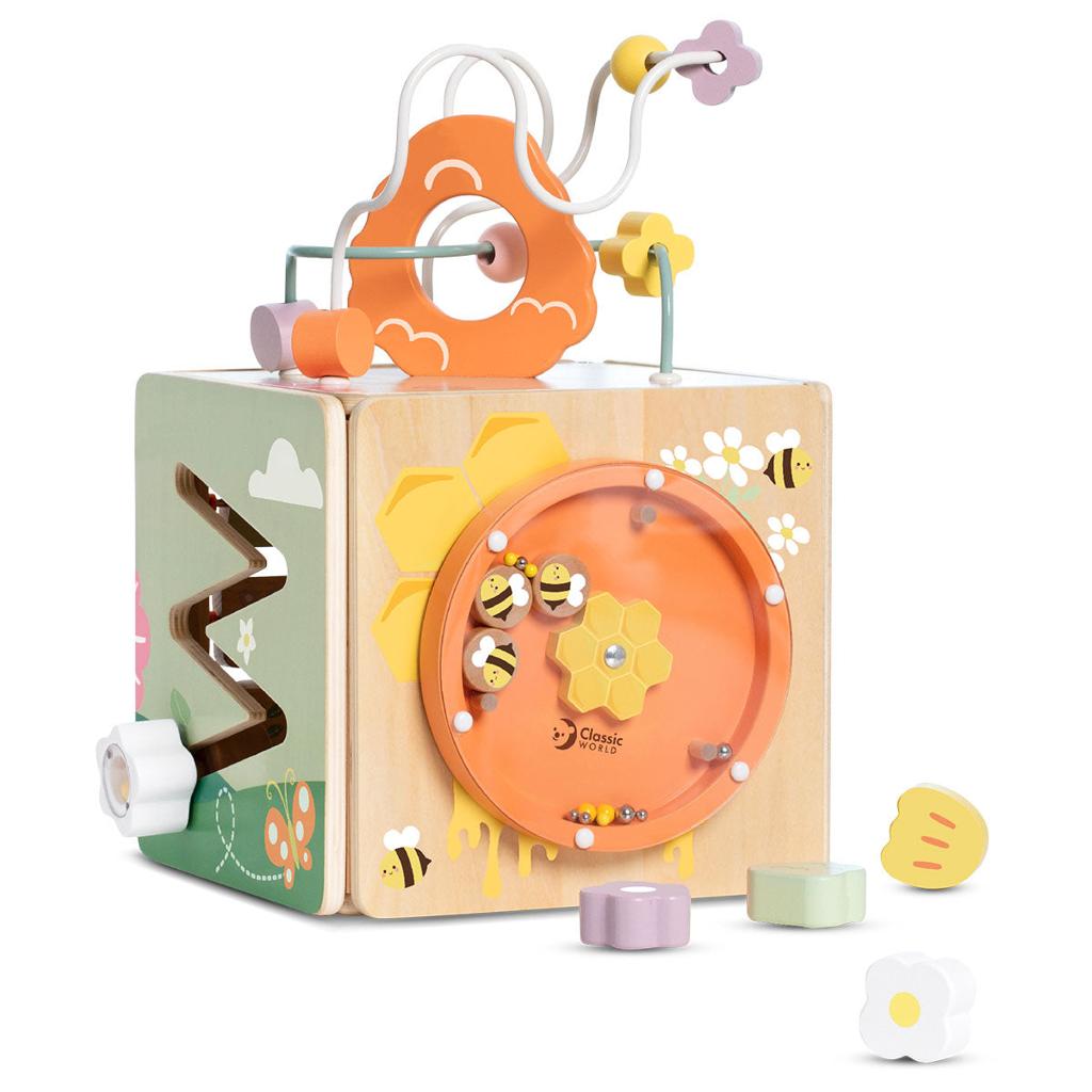 Classic World Honeybee Wooden Activity Cube