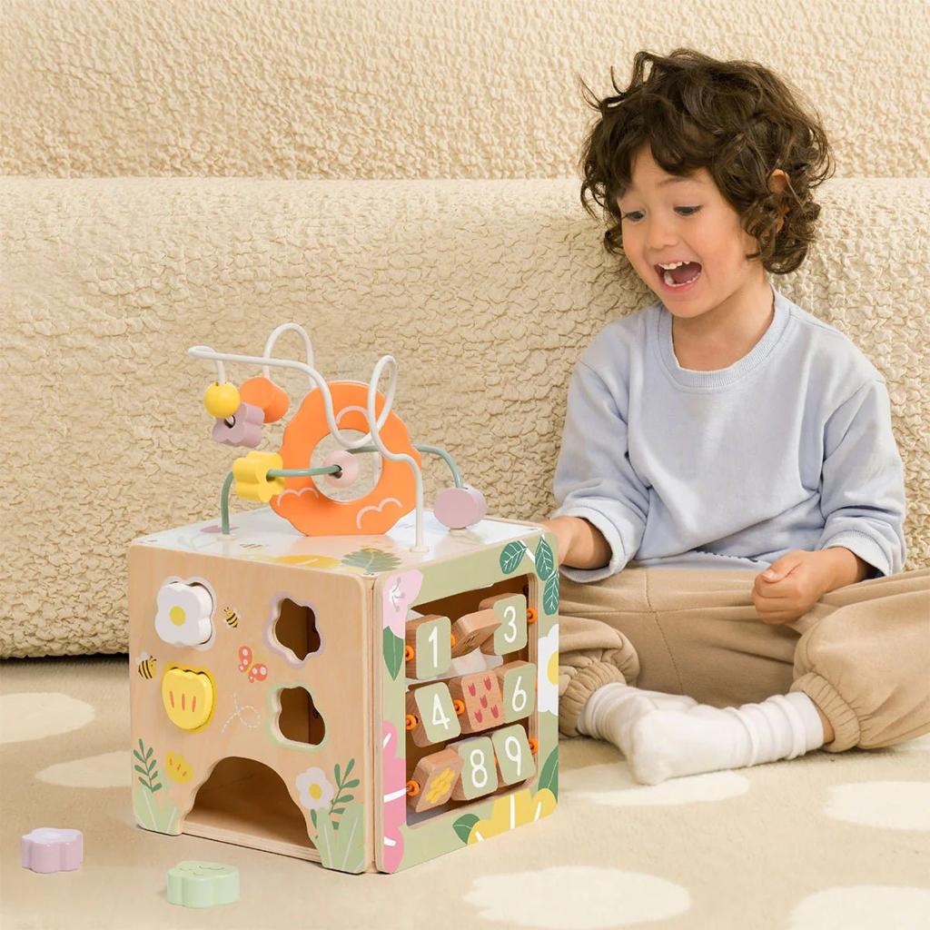 Classic World Honeybee Wooden Activity Cube