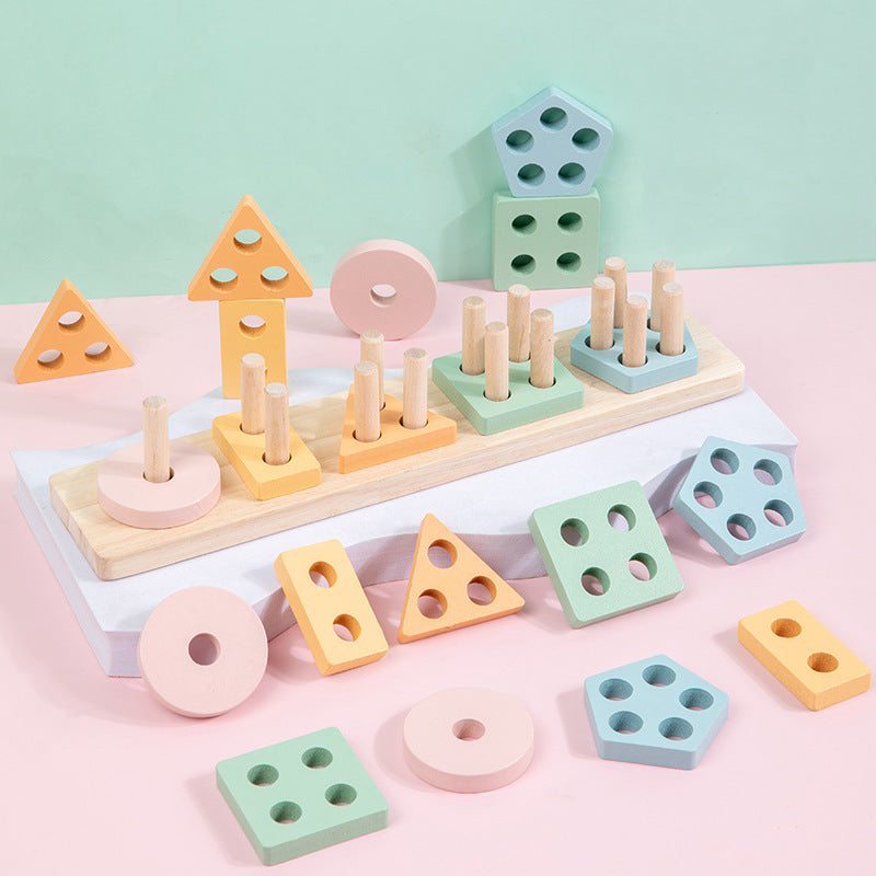 Montessori Geometric Shape Wooden Educational Toy Set for Children-2