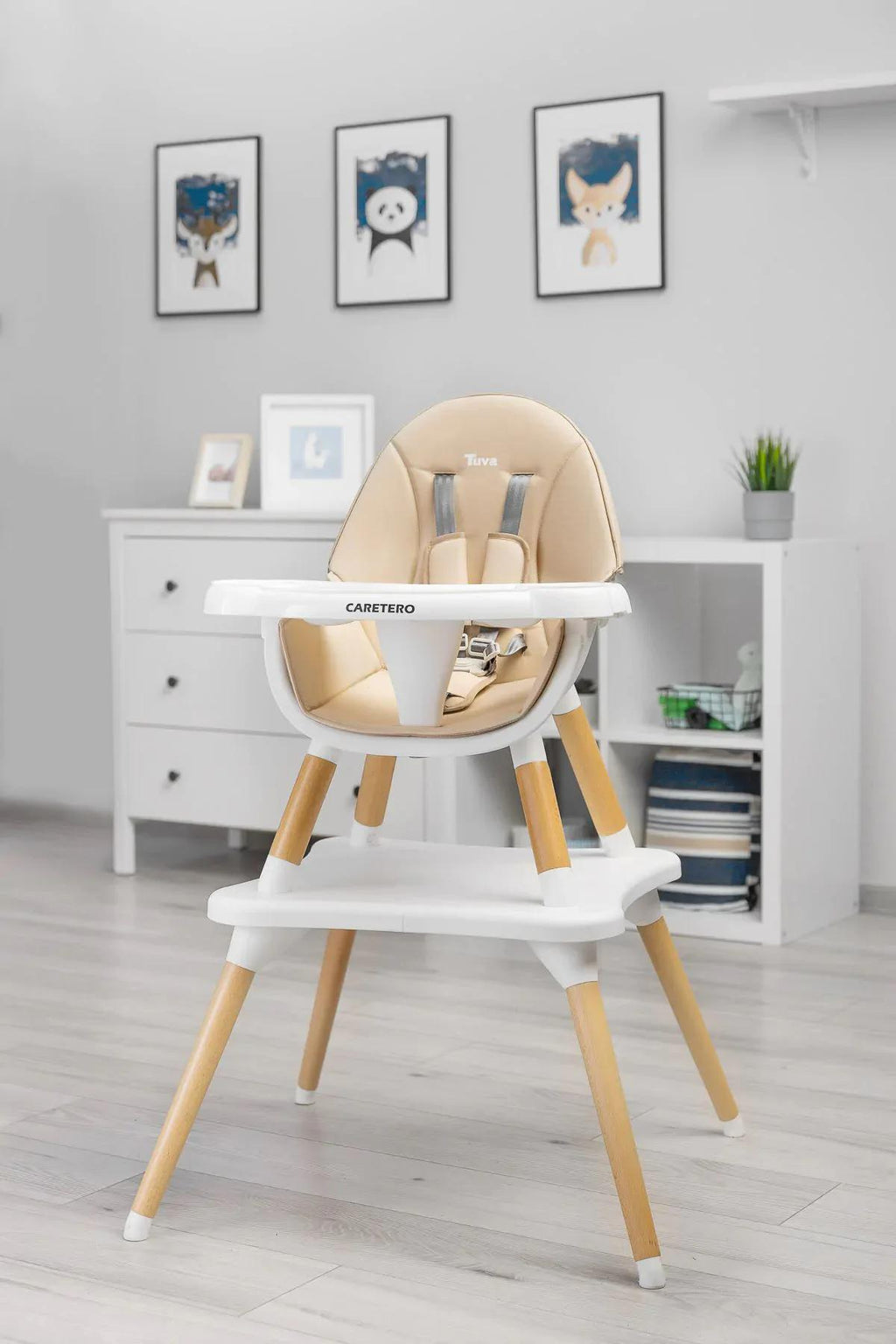 Caretero Tuva 2-in-1 Wooden High Chair – Beige