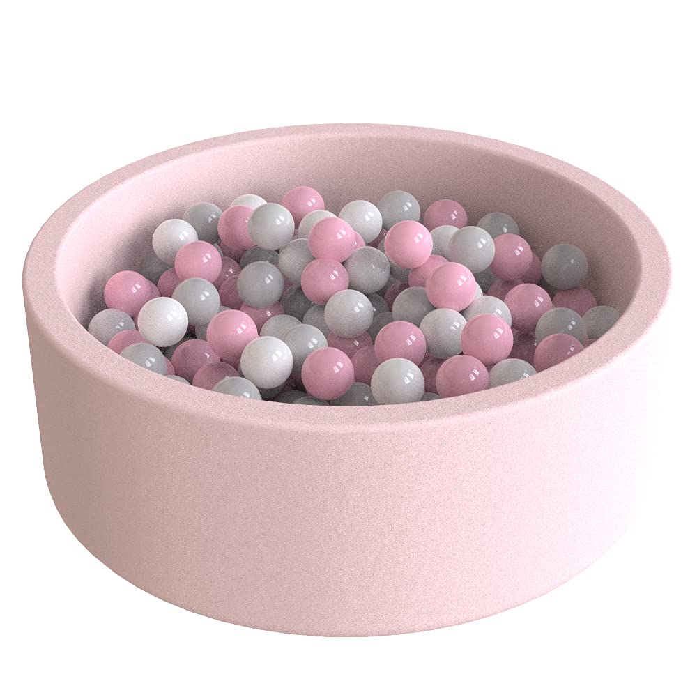 Wonder Space Deluxe Kids Round Ball Pit Premium Handmade Kiddie Balls Pool Soft Indoor Outdoor Nursery Baby Playpen Ideal Gift Play Toy for Children Toddler Infant Boys and Girls (Light Pink)