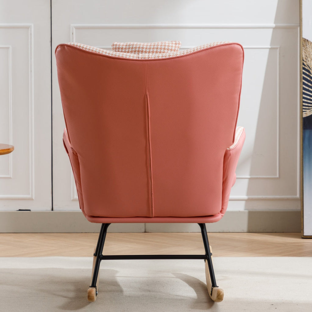 Soft Houndstooth Fabric Rocking Chair For Nursery