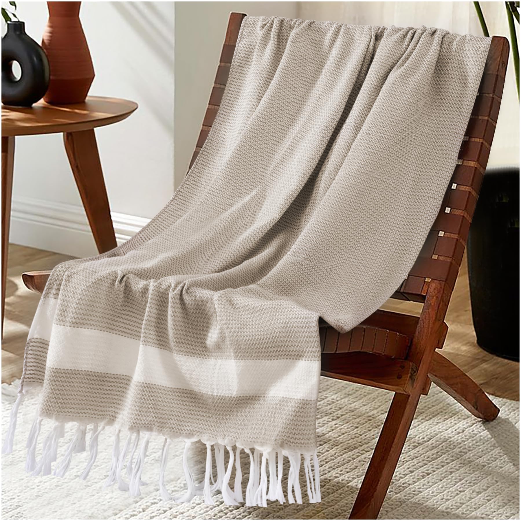 Lightweight Woven Throw Blanket Cotton