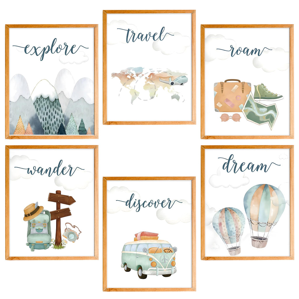 Nursery Wall Art Set of 6 Watercolor  8x10 Inches