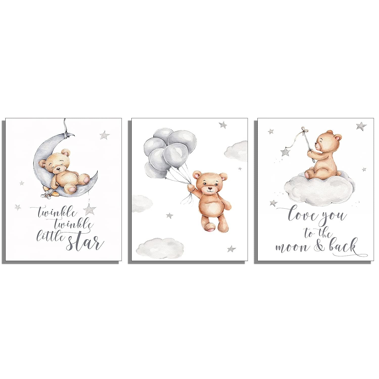 Nursery Wall Art Cute Little Bear Moon