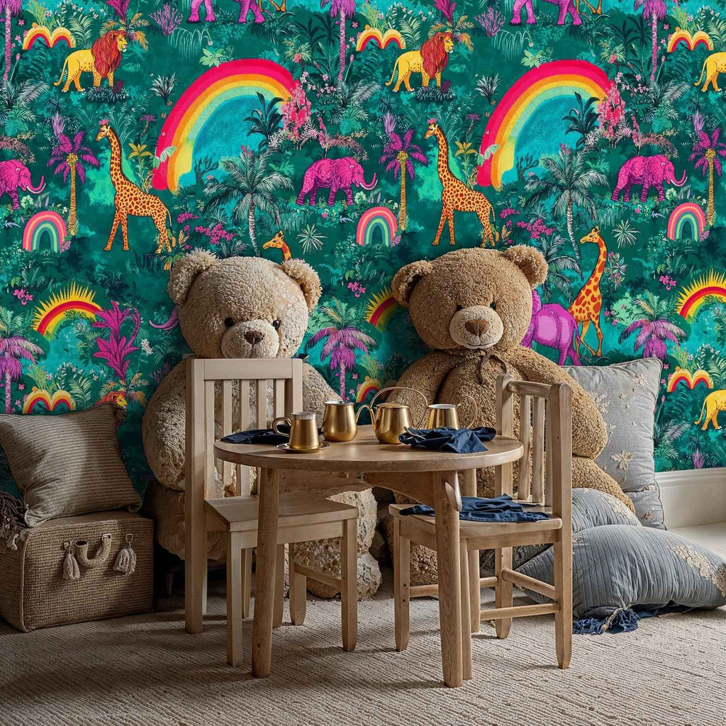 Rainbow Safari Jungle Wallpaper-3