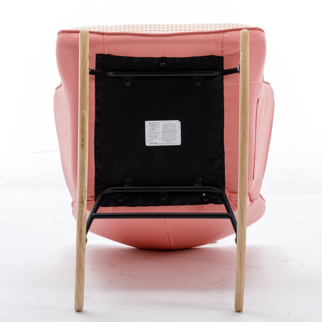 Soft Houndstooth Fabric Rocking Chair For Nursery