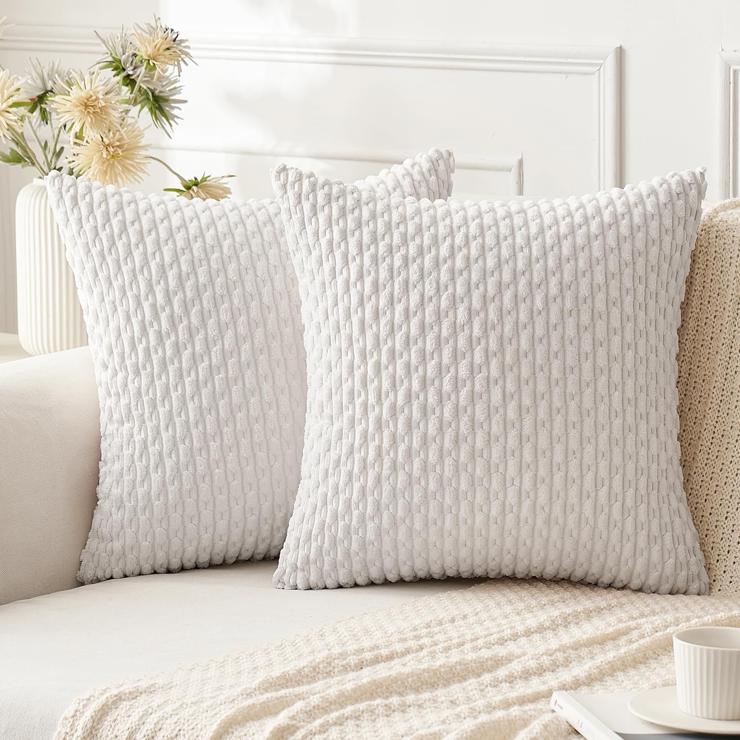 Pack of 2 White Pillow Covers