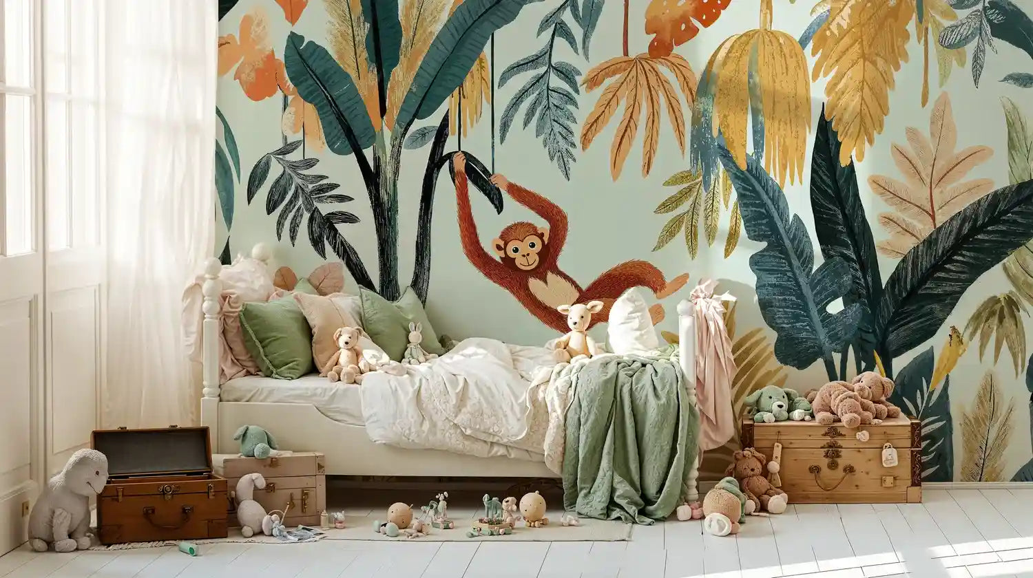 Playful Jungle Monkey Wall Mural-4