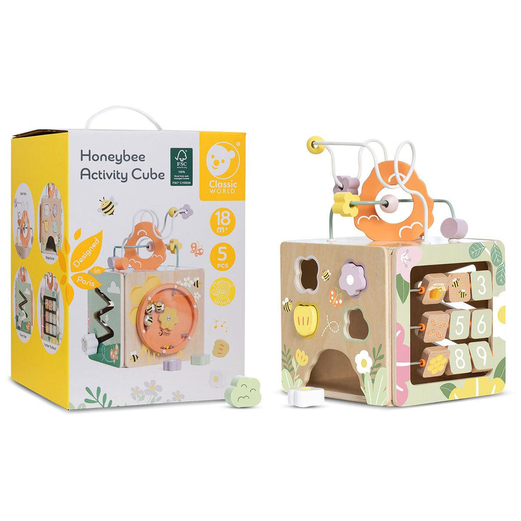 Classic World Honeybee Wooden Activity Cube