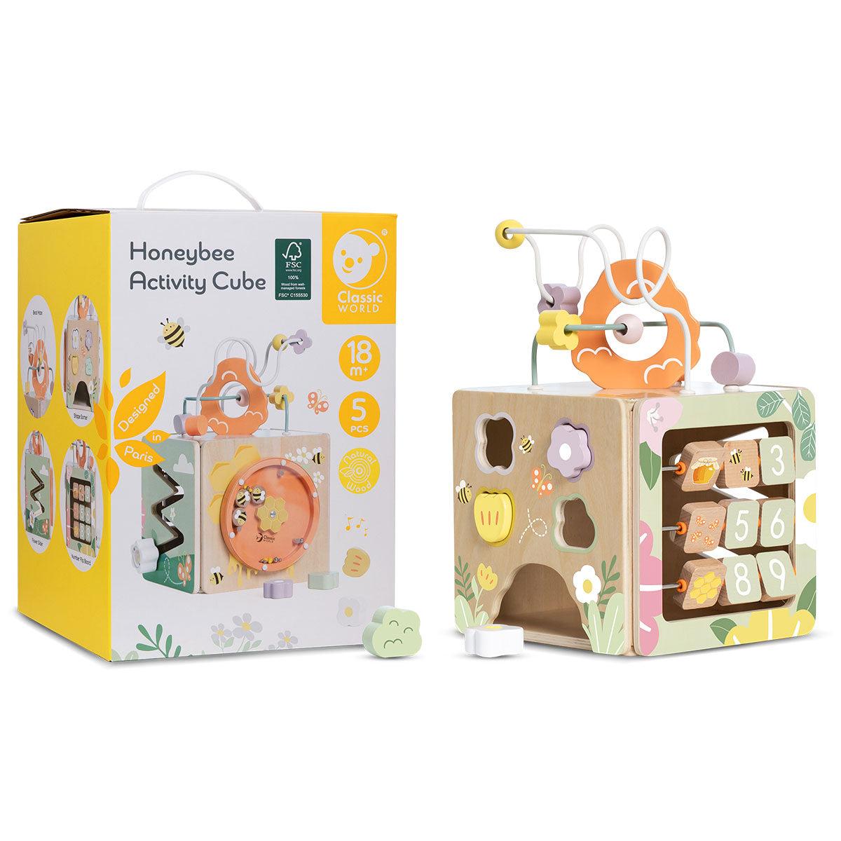 Classic World Honeybee Wooden Activity Cube