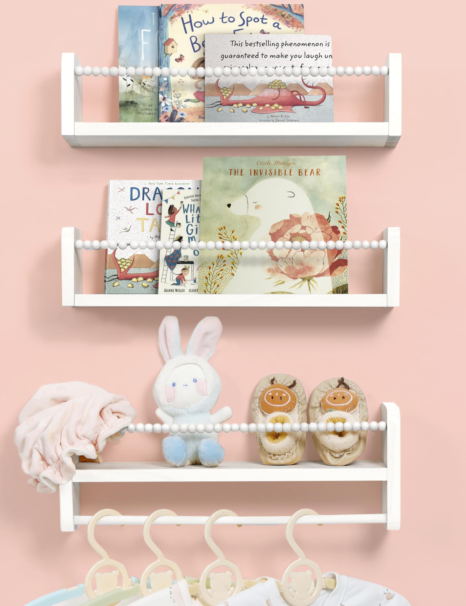 Nursery Bookshelves Set of 3 Natural Wood