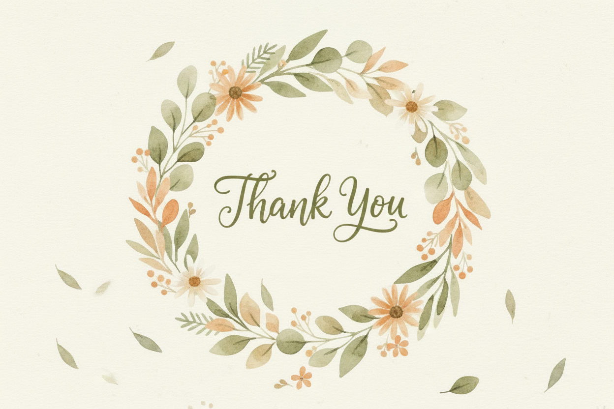 Thank You Watercolour Wreath