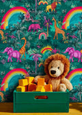 Rainbow Safari Jungle Wallpaper-0